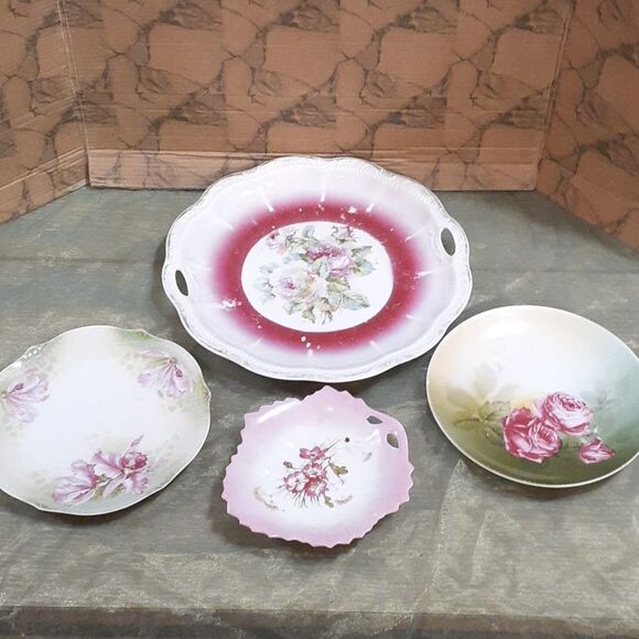 4 pc. bundle of vintage Prussia Three crown China  & a 1930's plate from Germany - Picture 1 of 14